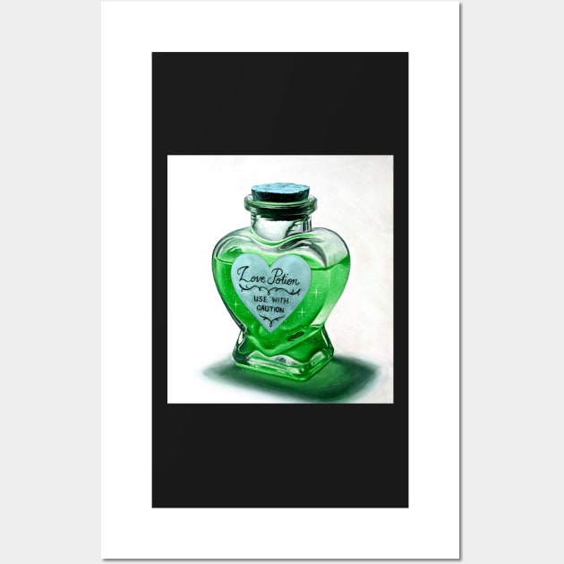 Alchemy Love elixir potion - green potion heart bottle Wall Art by LukjanovArt